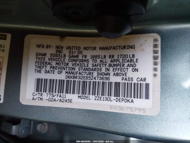 Продаж на аукціоні авто 2005 Toyota Corolla Ce, vin: 1NXBR32E85Z473696, номер лоту: 46255392