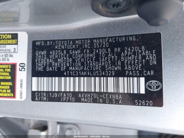 4T1C31AK4LU534329 Toyota Camry Le Hybrid