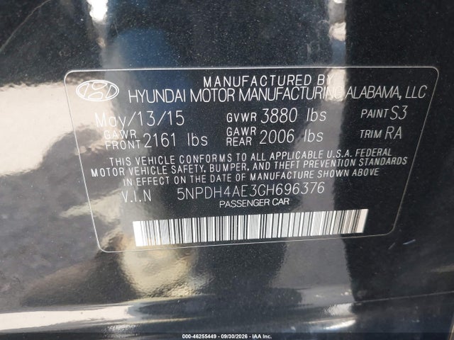 Hyundai ELANTRA SE 2016 5NPDH4AE3GH696376 Image 9