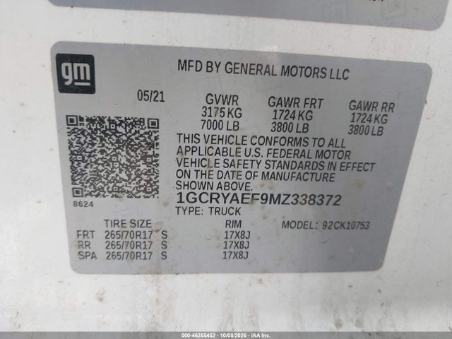 Chevrolet Silverado 1500 4wd Standard Bed Wt 2021 1GCRYAEF9MZ338372 Image 9