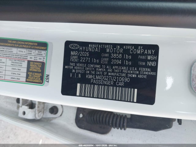 2026 Hyundai Elantra Sel Sport მანქანა იყიდება აუქციონზე, vin: KMHLM4DG2TU210690, აუქციონის ნომერი: 46255554