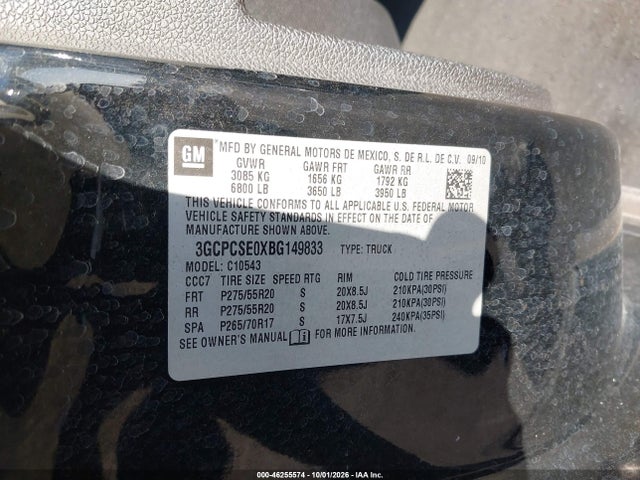 Aukcja sprzedaży 2011 Chevrolet Silverado 1500 Lt, vin: 3GCPCSE0XBG149833, numer aukcji: 46255574