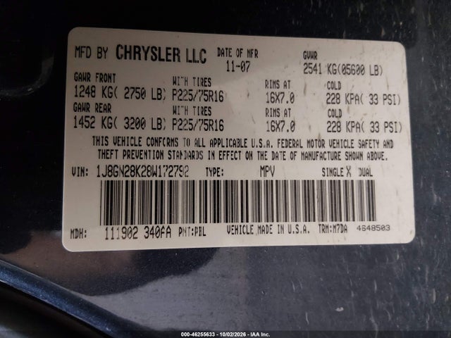 2008 Jeep Liberty Sport მანქანა იყიდება აუქციონზე, vin: 1J8GN28K28W172792, აუქციონის ნომერი: 46255633