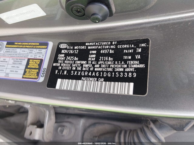 Aukcja sprzedaży 2013 Kia Optima Sx, vin: 5XXGR4A61DG153389, numer aukcji: 46255645