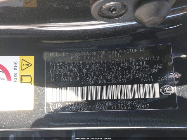 58ABK1GG1HU067811 Lexus ES 350