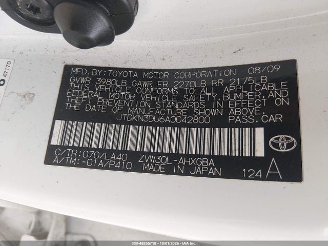 Продажа на аукционе авто 2010 Toyota Prius Iv, vin: JTDKN3DU6A0042800, номер лота: 46255718