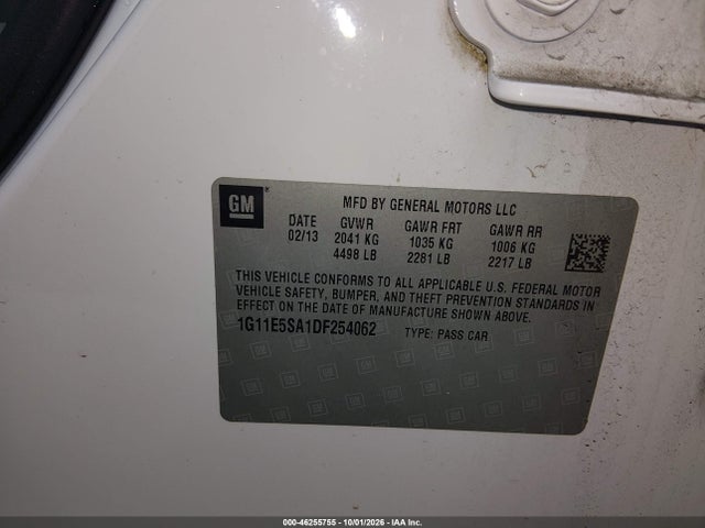2013 Chevrolet Malibu 2lt მანქანა იყიდება აუქციონზე, vin: 1G11E5SA1DF254062, აუქციონის ნომერი: 46255755