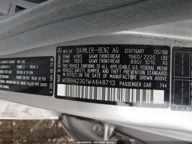 Продажа на аукционе авто 1998 Mercedes-benz C 230, vin: WDBHA23G1WA648713, номер лота: 46255767