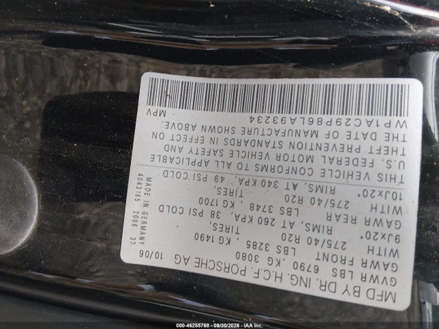 Продаж на аукціоні авто 2006 Porsche Cayenne Turbo, vin: WP1AC29P86LA93234, номер лоту: 46255768