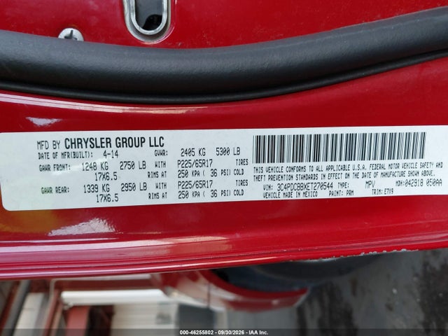 Продажа на аукционе авто 2014 Dodge Journey Sxt, vin: 3C4PDCBBXET270544, номер лота: 46255802