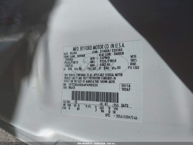 Aukcja sprzedaży 2004 Ford Ranger Edge/tremor/xlt, vin: 1FTZR45E64PA90535, numer aukcji: 46255813