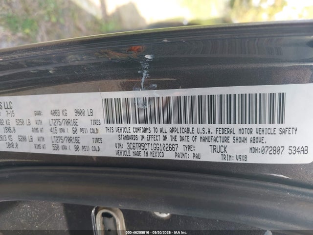 2016 Ram 2500 Tradesman მანქანა იყიდება აუქციონზე, vin: 3C6TR5CT1GG102667, აუქციონის ნომერი: 46255816