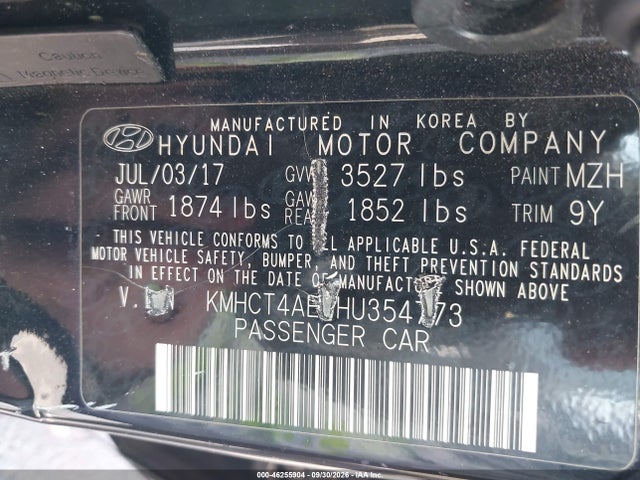 Aukcja sprzedaży 2017 Hyundai Accent Se, vin: KMHCT4AE6HU354773, numer aukcji: 46255904