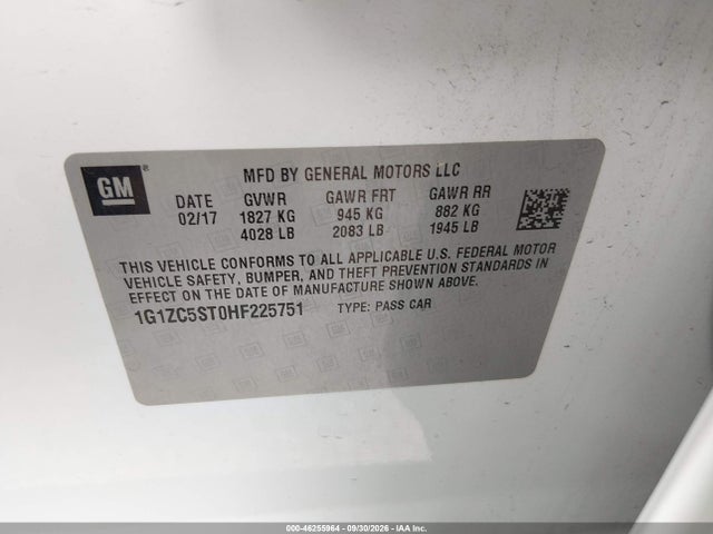Chevrolet Malibu 1fl 2017 1G1ZC5ST0HF225751 Image 9