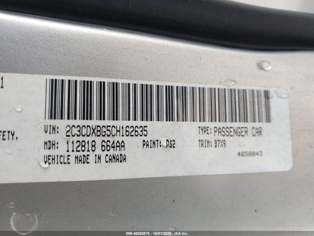 46255978 :رقم المزاد ، 2C3CDXBG5CH162635 vin ، 2012 Dodge Charger Se مزاد بيع