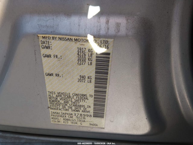 1N4AL3APXGN378998 Nissan Altima 2.5 S