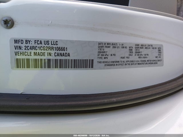 Продажа на аукционе авто 2024 Chrysler Voyager Lx, vin: 2C4RC1CG2RR106661, номер лота: 46256099