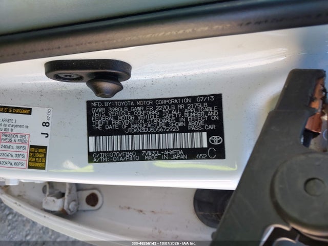 46256143 :رقم المزاد ، JTDKN3DU6D5672923 vin ، 2013 Toyota Prius Two مزاد بيع