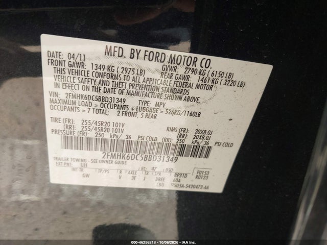 Продаж на аукціоні авто 2011 Ford Flex, vin: 2FMHK6DC5BBD31349, номер лоту: 46256218