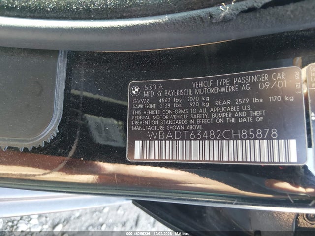 Продаж на аукціоні авто 2002 Bmw 530ia, vin: WBADT63482CH85878, номер лоту: 46256236