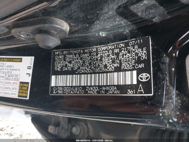 46256314 :رقم المزاد ، JTDKN3DU1B5286083 vin ، 2011 Toyota Prius Four مزاد بيع