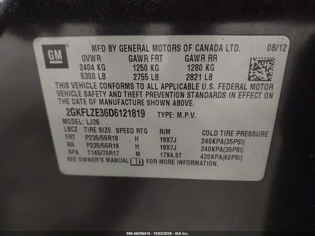 Продаж на аукціоні авто 2013 Gmc Terrain Denali, vin: 2GKFLZE36D6121819, номер лоту: 46256418