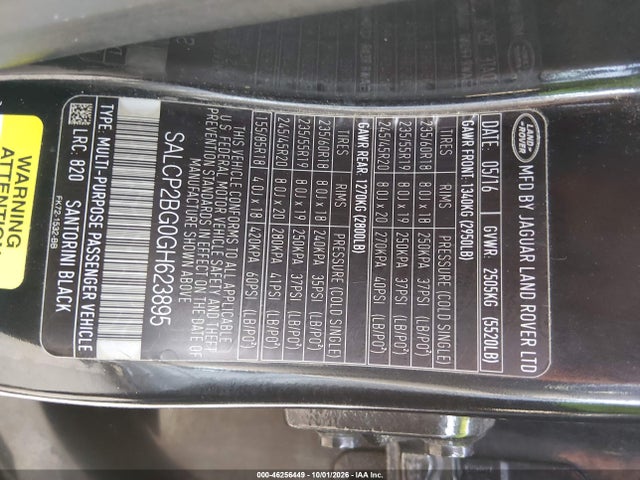 Продаж на аукціоні авто 2016 Land Rover Discovery Sport Se, vin: SALCP2BG0GH623895, номер лоту: 46256449