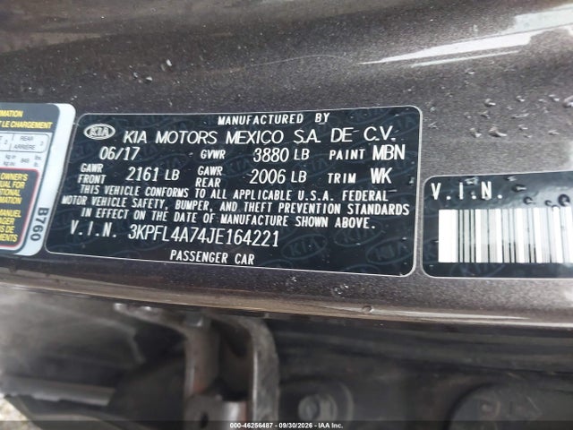 Продажа на аукционе авто 2018 Kia Forte Lx, vin: 3KPFL4A74JE164221, номер лота: 46256487