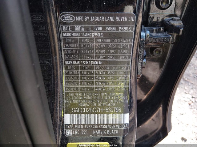 Продаж на аукціоні авто 2017 Land Rover Discovery Sport Hse, vin: SALCR2BG7HH639796, номер лоту: 46256543