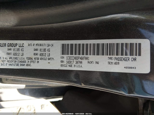 Aukcja sprzedaży 2015 Chrysler 200 Limited, vin: 1C3CCCAB3FN607001, numer aukcji: 46256640