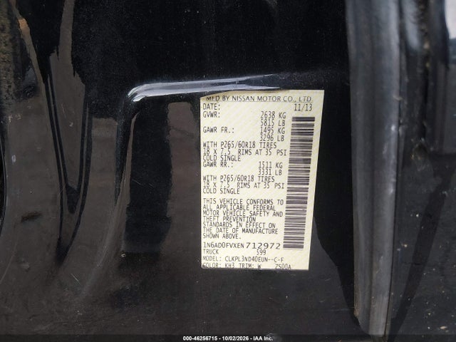 Продаж на аукціоні авто 2014 Nissan Frontier Sl, vin: 1N6AD0FVXEN712972, номер лоту: 46256715