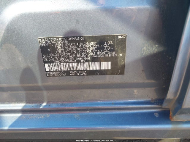 46256771 :رقم المزاد ، JTMBD33V276044434 vin ، 2007 Toyota Rav4 مزاد بيع