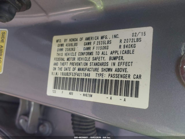 Aukcja sprzedaży 2015 Acura Tlx V6 Tech, vin: 19UUB2F52FA017848, numer aukcji: 46256801