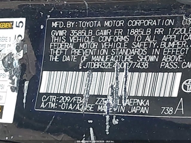 Продажа на аукционе авто 2006 Toyota Corolla Le, vin: JTDBR32E460077438, номер лота: 46256819
