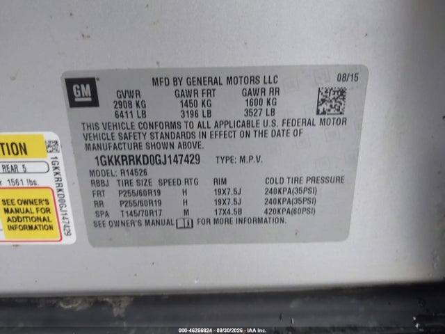 Продажа на аукционе авто 2016 Gmc Acadia Slt-1, vin: 1GKKRRKDOGJ147429, номер лота: 46256824
