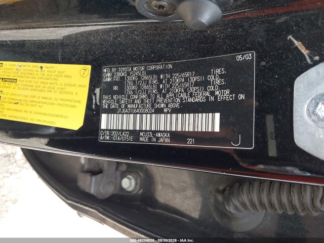 46256828 :رقم المزاد ، JTJGA31U640008024 vin ، 2004 Lexus Rx 330 مزاد بيع