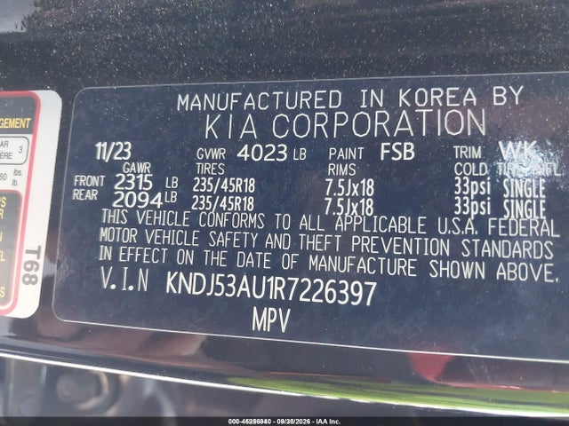 46256940 :رقم المزاد ، KNDJ53AU1R7226397 vin ، 2024 Kia Soul Gt-line مزاد بيع