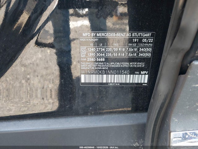 W1N9M0KB1NN011540 Mercedes-Benz Eqb 300 Suv 4matic