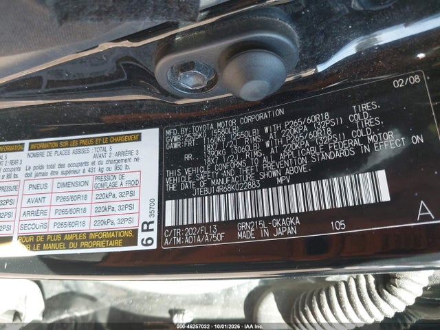 Aukcja sprzedaży 2008 Toyota 4runner Sport V6, vin: JTEBU14R68K022883, numer aukcji: 46257032