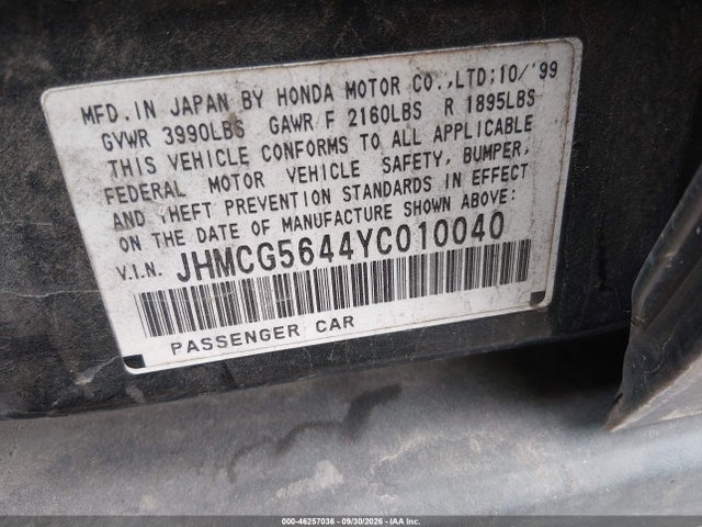 Продажа на аукционе авто 2000 Honda Accord 2.3 Lx, vin: JHMCG5644YC010040, номер лота: 46257036