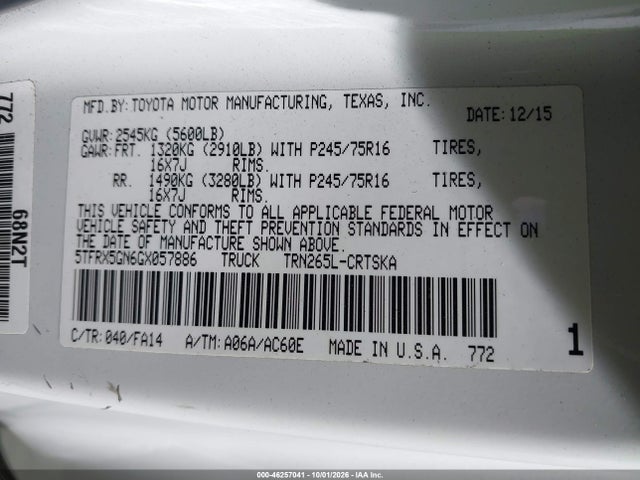 5TFRX5GN6GX057886 Toyota Tacoma Sr