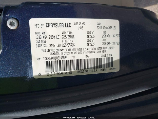 Aukcja sprzedaży 2008 Dodge Grand Caravan Se, vin: 1D8HN44H18B140524, numer aukcji: 46257066