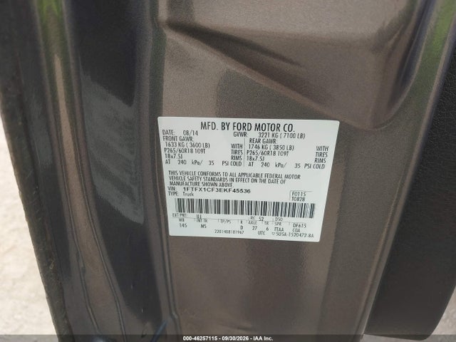 46257115 :رقم المزاد ، 1FTFX1CF3EKF45536 vin ، 2014 Ford F-150 Xlt مزاد بيع