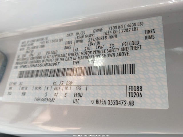 Продажа на аукционе авто 2025 Ford Escape St-line Select, vin: 1FMCU9NA5SUB30967, номер лота: 46257141
