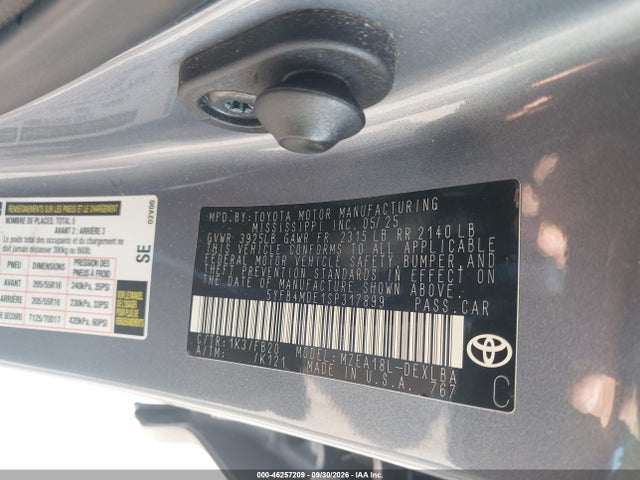 Aukcja sprzedaży 2025 Toyota Corolla Le, vin: 5YFB4MDE1SP317899, numer aukcji: 46257209