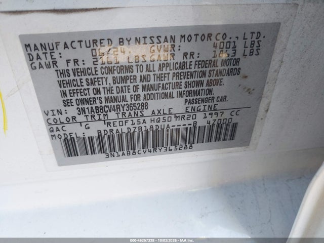 Aukcja sprzedaży 2024 Nissan Sentra Sv Xtronic Cvt, vin: 3N1AB8CV4RY365288, numer aukcji: 46257328