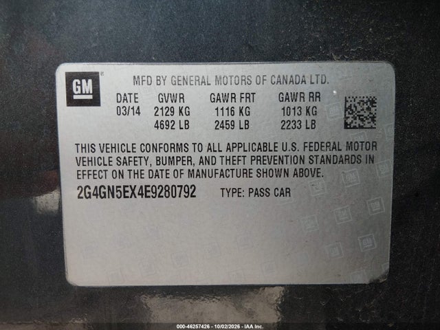 Aukcja sprzedaży 2014 Buick Regal Turbo/e-assist Premium I, vin: 2G4GN5EX4E9280792, numer aukcji: 46257426