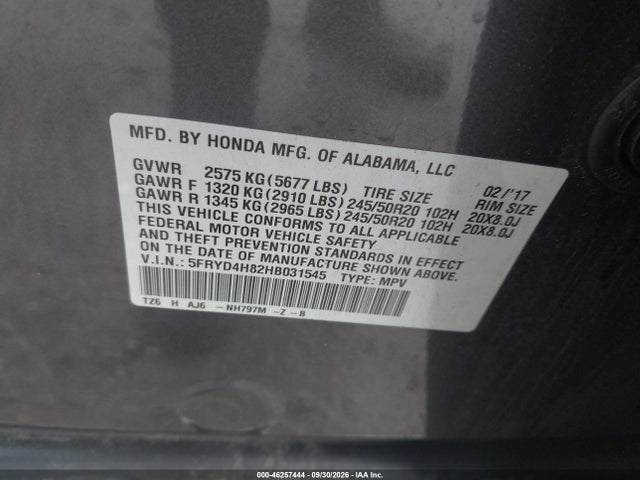2017 Acura Mdx Advance Package მანქანა იყიდება აუქციონზე, vin: 5FRYD4H82HB031545, აუქციონის ნომერი: 46257444
