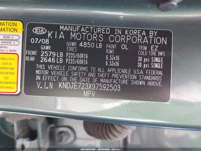 Продаж на аукціоні авто 2009 Kia Sportage Lx V6, vin: KNDJE723X97592503, номер лоту: 46257491