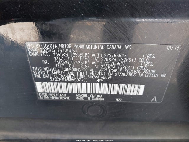 Продажа на аукционе авто 2011 Toyota Rav4, vin: 2T3ZF4DV5BW097438, номер лота: 46257590